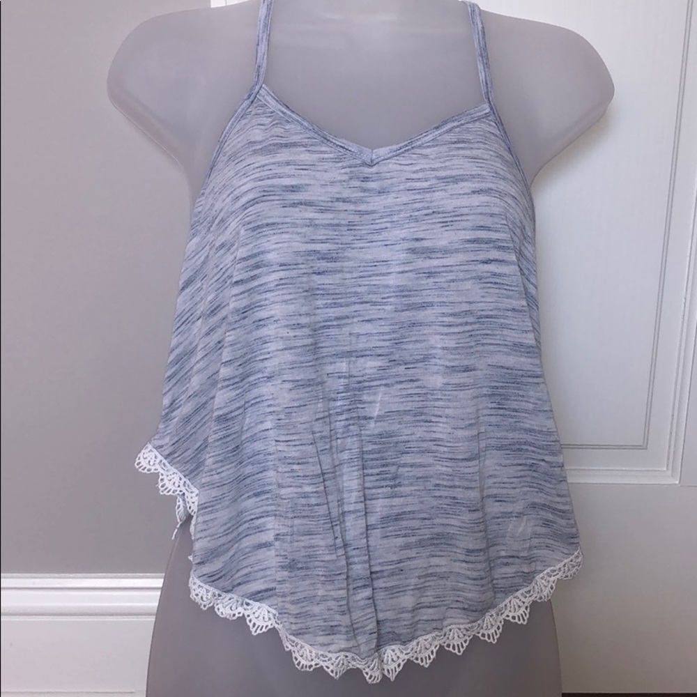 Poof Light Blue Razor Back Tank Top